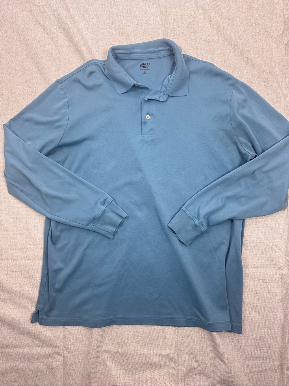 Lands' End Men's Long-Sleeve Polo — Light Blue